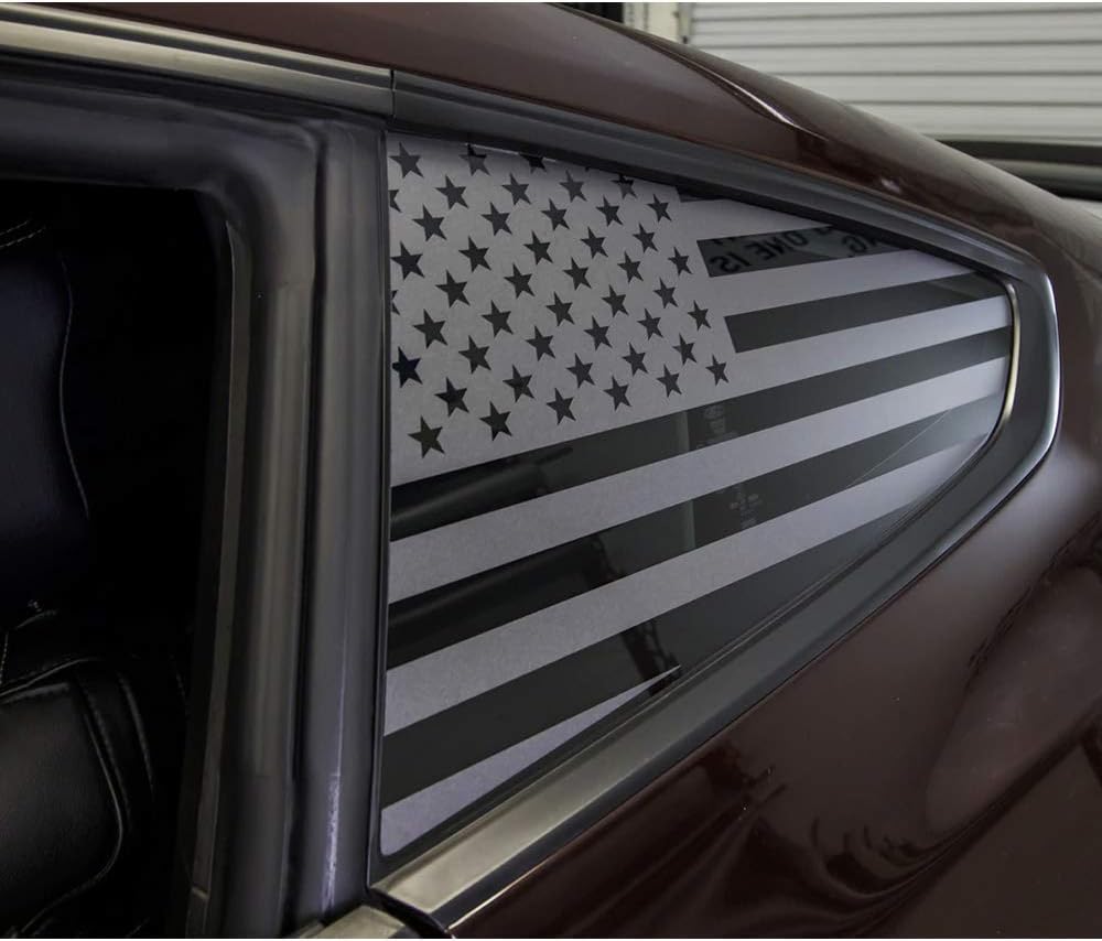 XPLORE OFFROAD - American Flag Window Decals | 4Runner, Jeeps, Tesla, Universal Fit | Both Sides | Free Installation Tools (28" x 16)