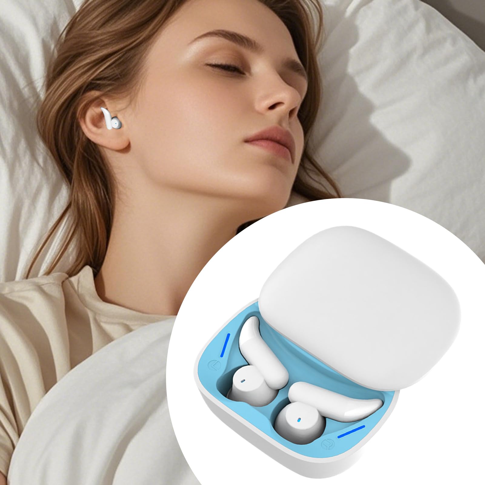 Schlafkopfhörer | In-Ear Kopfhörer Kabellos Mit Ladecase | Geräuschreduzierende Touch Control Kopfhörer Für Telefonate Reisen Seitenschläfer Musik Workout