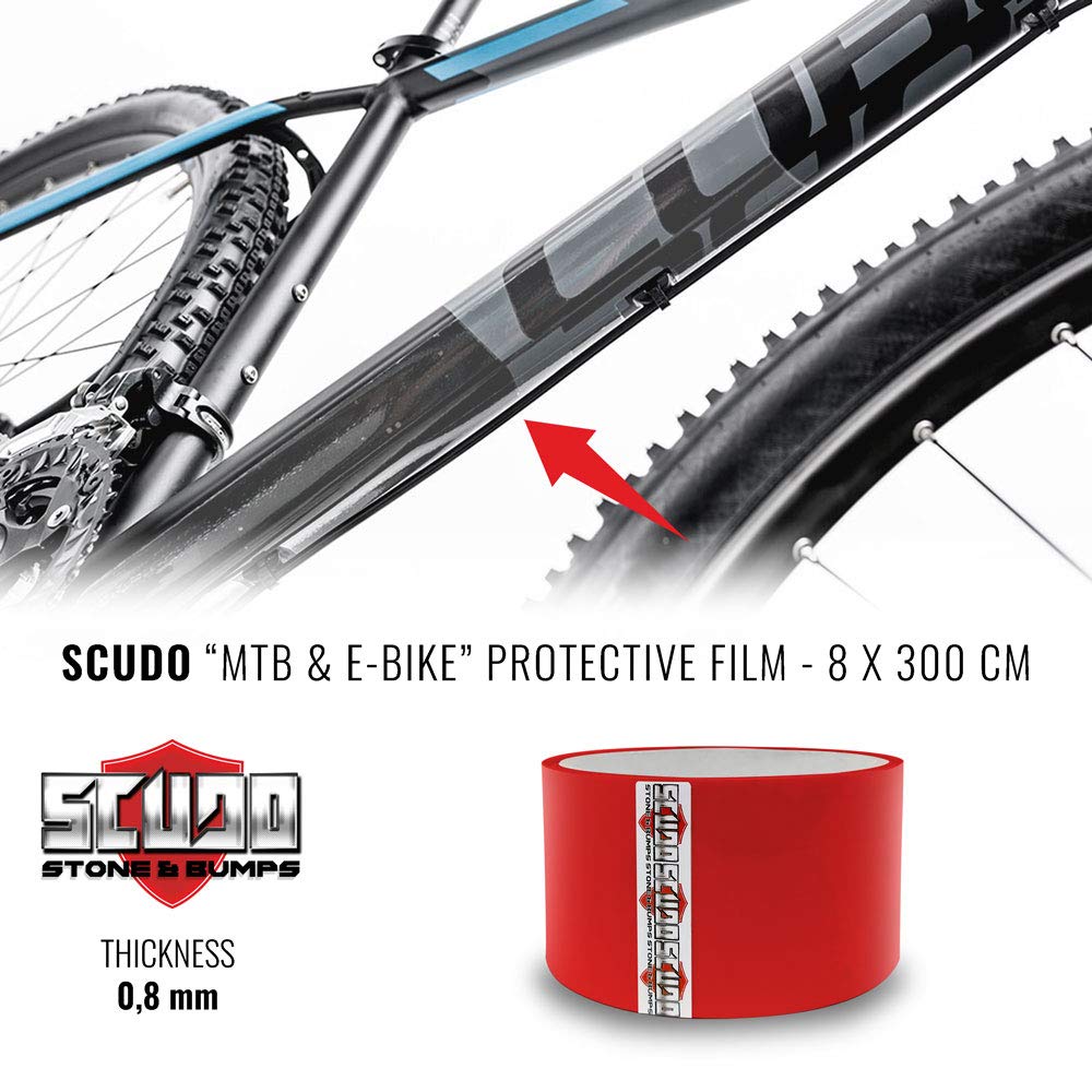 Rotolo Nastro Adesivo Scudo Roll per Protezione Telaio Bicicletta, Spessore 0.8 mm, 8 x 300 cm