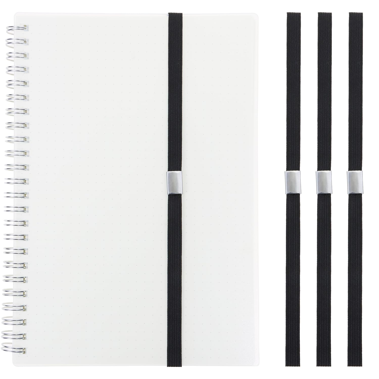 Mini Skater Elastic Planner Bands for Hardcover Journal Notebook Book Page Marks - Stretchy Closure Straps to Holds Planner Closed, Fit Notebooks from 8" to 11” in Height, Pack of 4 (Black)