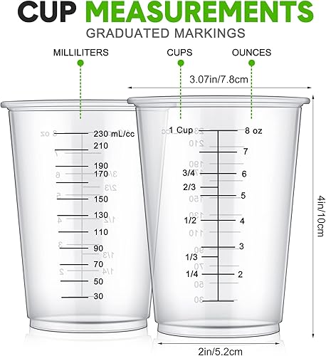 Miniatura 2 de Yunsailing Paquete de 400 tazas medidoras desechables para resina de 8 onzas de plástico transparente epoxi tazas mezcladoras líquidas reutilizables