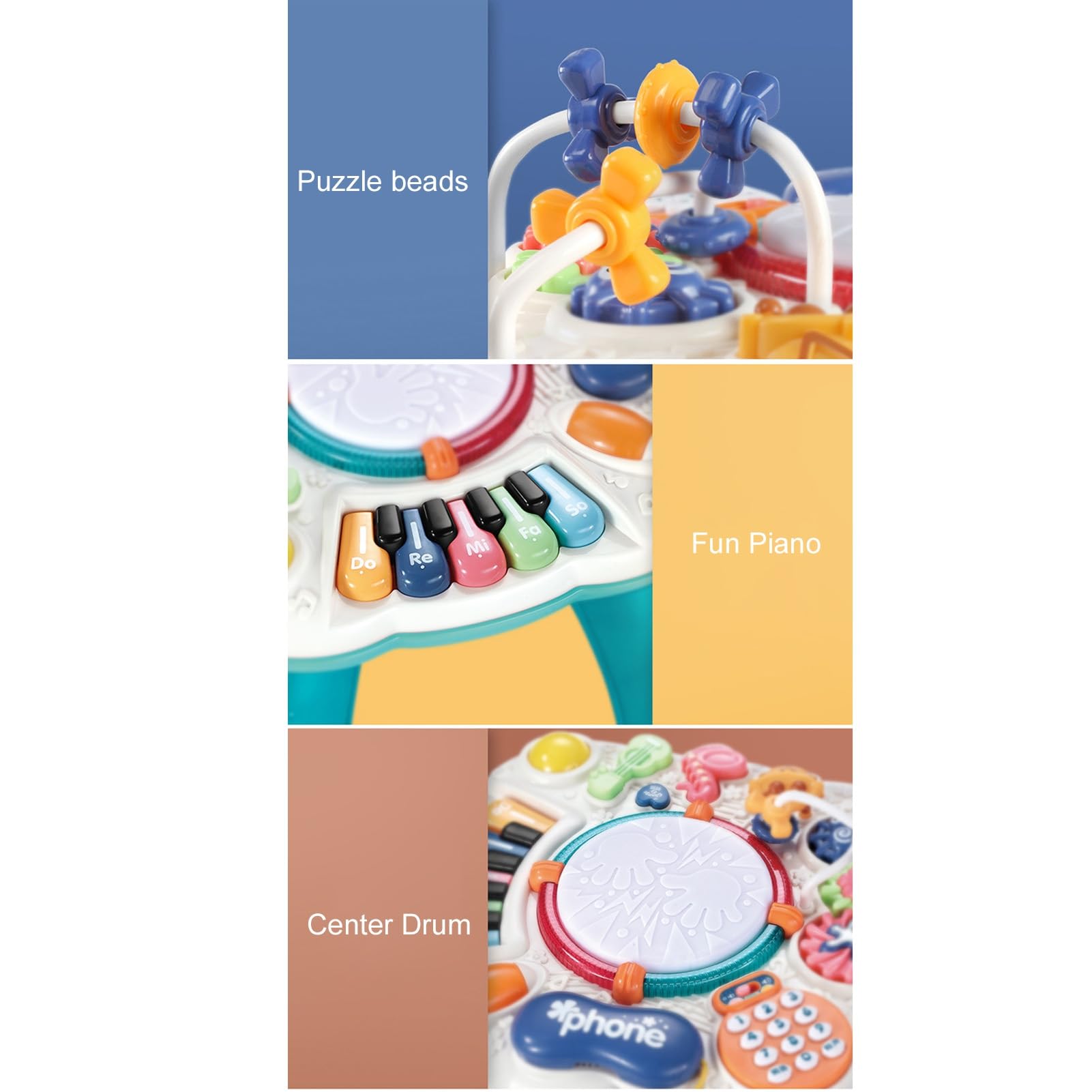 Mesa Musical para Bebés con Opciones de Juego Interactivo para Mejorar Las Habilidades de Aprendizaje Temprano 1 Juego Tamaño 33x33x32cm