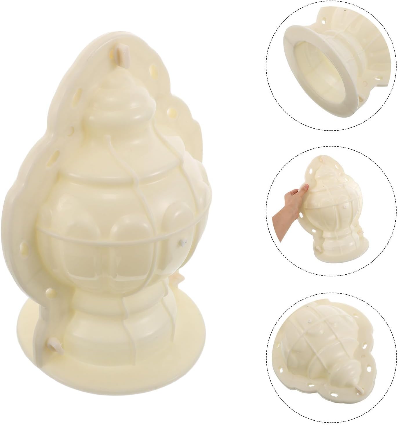 DOITOOL Decorative Concrete Ball DIY Mold for Balustrade with Quick Shaping and Impressive Durability, Beige Plastic round Mold with Hole for Balcony and Outdoor Use