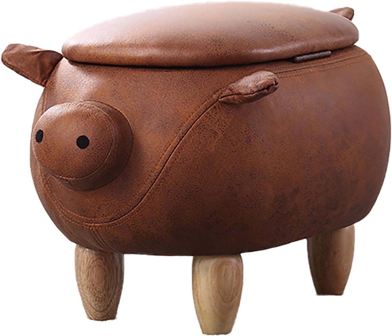 19.6-Inch Multi-Functional Footstool, Entryway Storage Stool, Unique Pig Design, Suitable As A Decoration for Hallways and Living Rooms. (Tan)