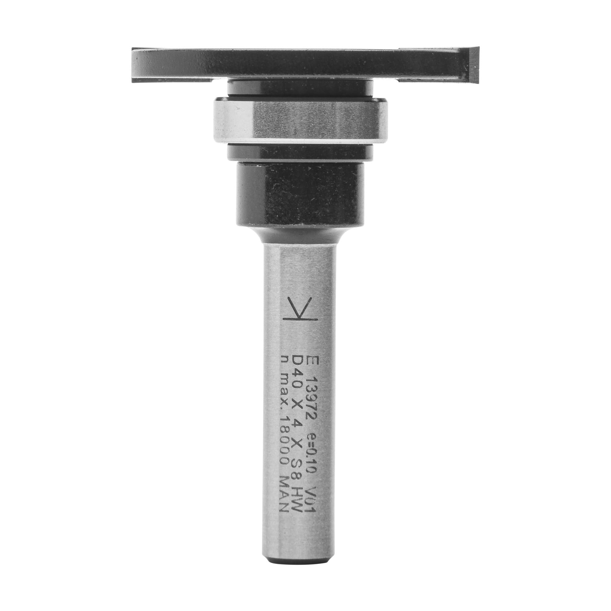 ENT 13972 Scheibennutfräser HW, Schaft (S) 8 mm, Durchmesser (D) 40 mm, NL 4 mm, ØKL 19 mm, T 10,5 mm, GL 54 mm, auf Spindel montiert mit Kugellager 19 mm