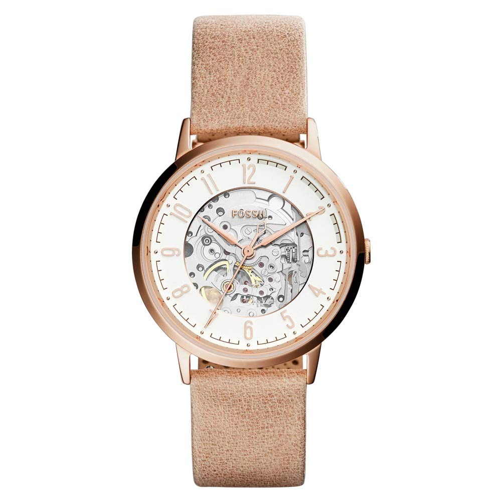 Fossil Womens Skeleton Mechanical Watch with Leather Strap ME3152