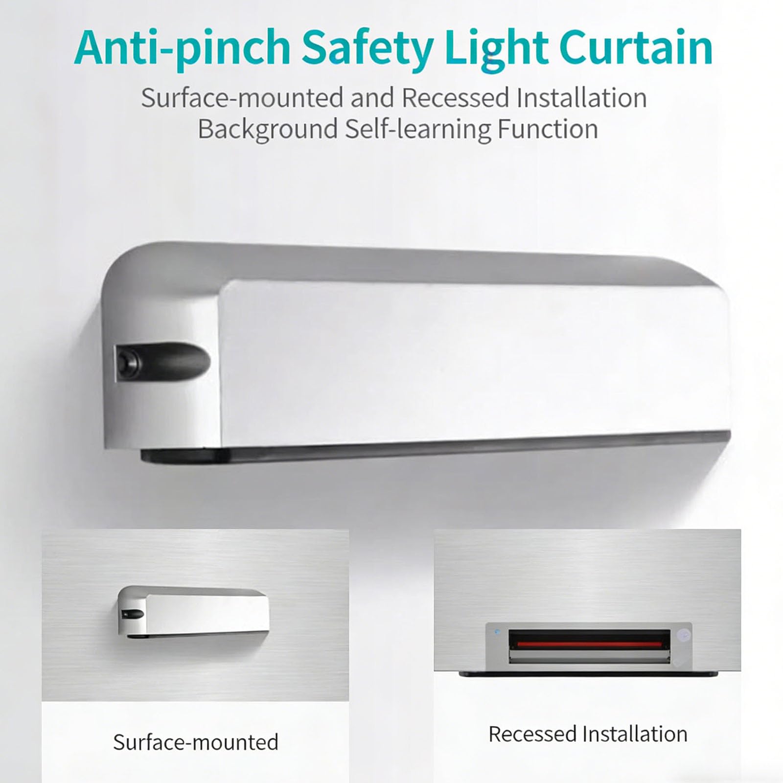 Sensor De Seguridad Infrarrojo Antipinzamiento, Cortina De Luz De Seguridad Automática para Puertas Correderas, con Indicador LED, Ajuste De Rango De Detección, Tiempo De Respuesta <100 Ms