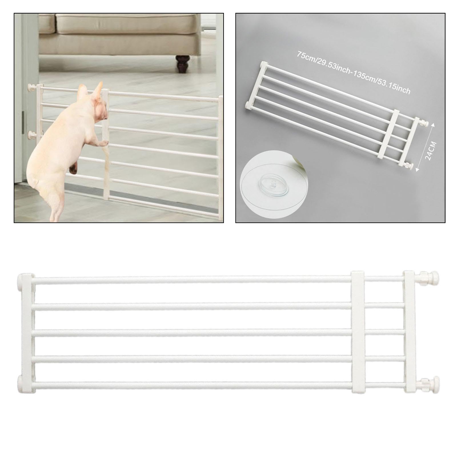 Puerta Expandible para Mascotas con Instalación Rápida Protector de Presión para Perros Valla Baja Retráctil Barrera de para Pasillos Y Esca, White M
