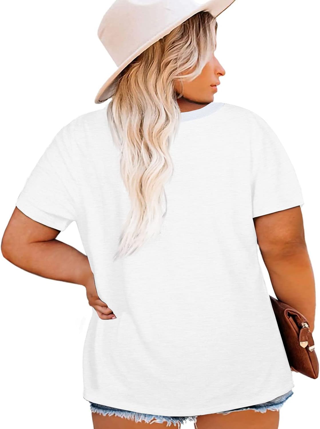 Womens Plus Size V Neck T Shirts Summer Short Sleeve Sexy Tops T-Shirts Tunic Casual Loose Fit Soft Basic Tees - Image 2