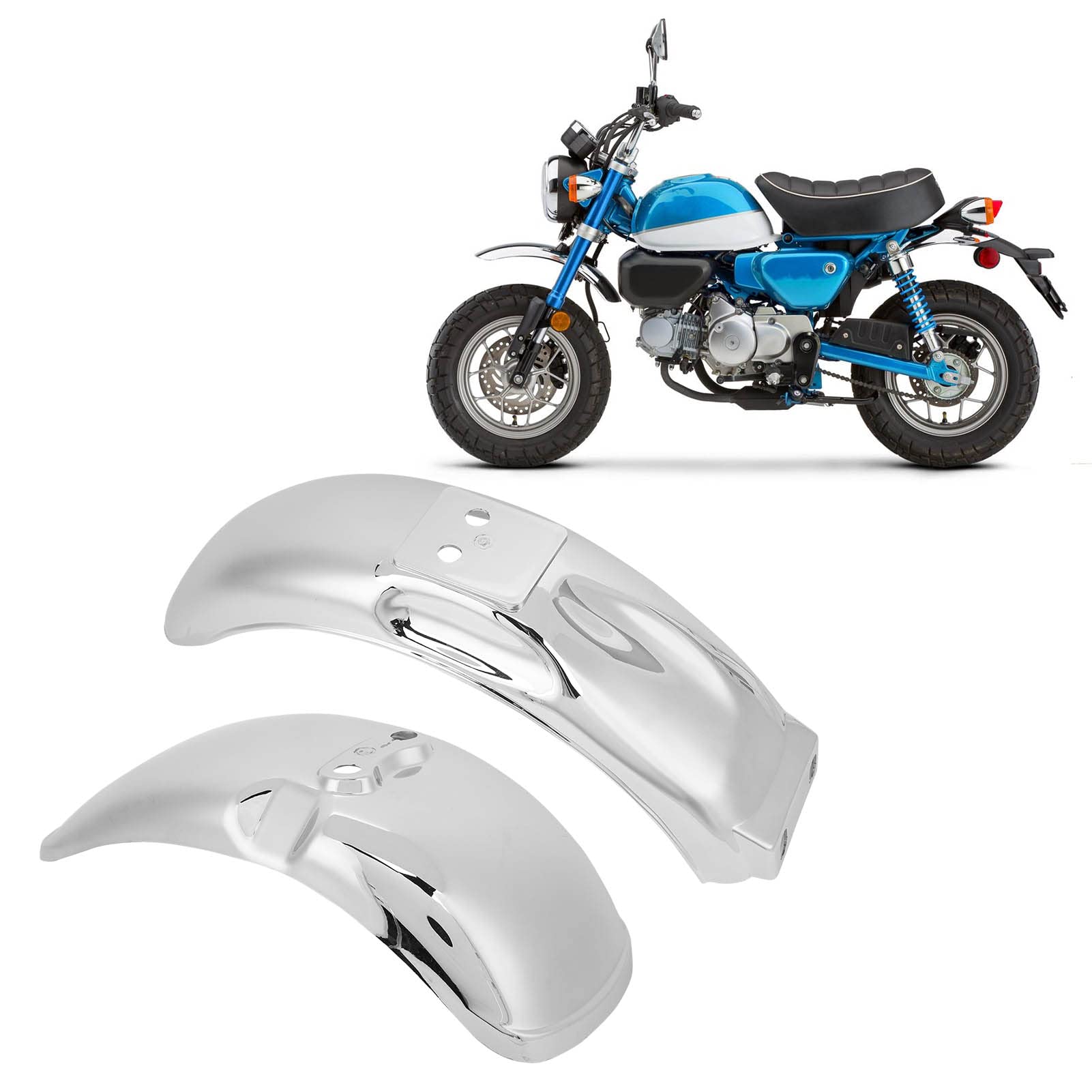 Motorrad Kotflügel Chrom Frontrad Schmutzfänger für Monkey Z50 Z50A Z50J Z110 Z125 mit 8 oder 10 Zoll Rädern hochfester ABS Kunststoff langlebiger Ersatzteil einfache Selbstmontage