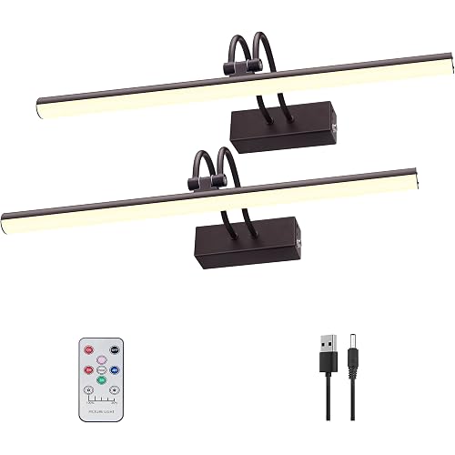 Picture Light,2PK Battery Operated Wall Sconce,13" Art Light,Black
