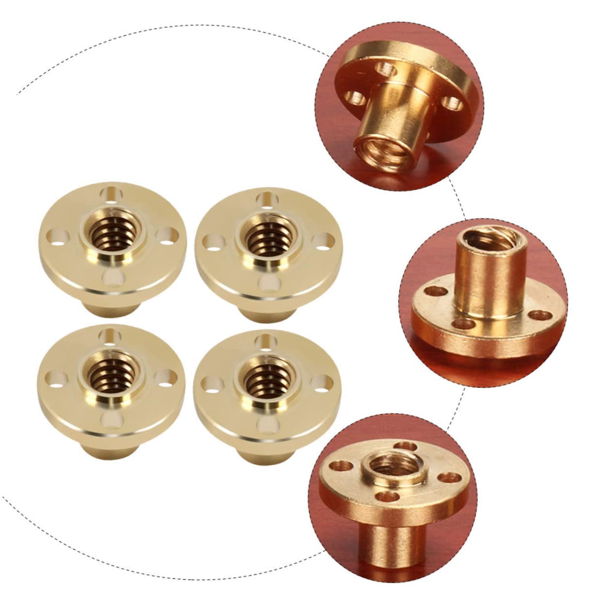 KICHOUSE 2pcs 3D Printer DIY Nut 3D Printer Accessories 3D Printer Screw Trapezoidal Threaded Rod T8 Lead Screw 3D Printers Accessories Rod Printer 3D CNC 3D Printer Parts Brass Golden