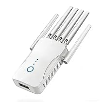 Ripetitore WiFi Potente, Amplificatore WiFi a Doppia Banda con 6 Antenne, Modalità Ripetitore, AP, Copertura Fino a 9000 Pi², 1 Porta LAN, Compatibile con Tutte le Box per Casa, Ufficio