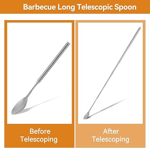Miniatura 5 de Cuchara de agitación extensible de acero inoxidable, mango telescópico de 24.4 pulgadas de largo para suministros de barbacoa y vajilla