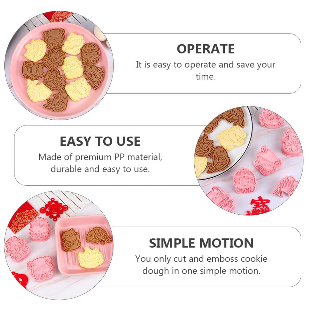 DOITOOL 1 biscuit mold Fondant Molds New Year Cookie Mold DIY Cookie Mold chinese new year cookie lunar new year cookie cutter Embossing Molds cake mold Baking Mold 3d fruit pp ring
