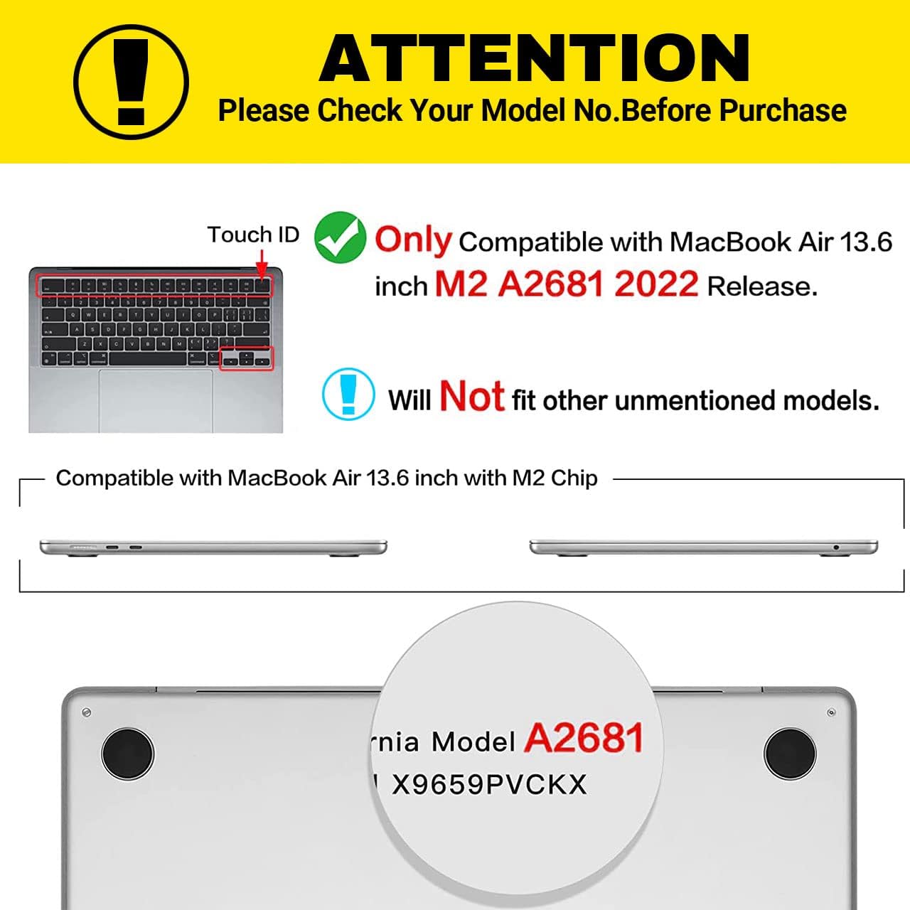 Custom MacBook Air 13.6 inch Case 2024 2022 Release A2681 M2 Chip with Photo,Personalized Picture Text Anti-Cracking and Anti-Fingerprint Hard Shell Case,Frosted Clear