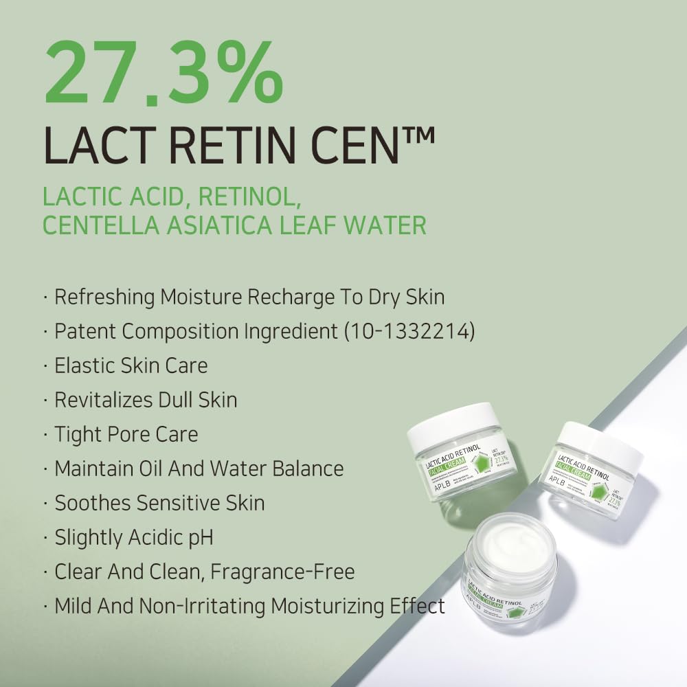 APLB Lactic Acid Retinol Facial Cream | LACT RETIN CEN™ 27.3% 1.86 FL.OZ/Korean Skincare, Wrinkle care, Dark spots, Moisturize, Exfoliant, Revitalize for gentle and improve skin texture - Image 3