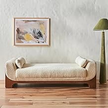 LEGACY OF COMFORT Elegance Defined Day Bed Sofa with 2-Seat Design Lounger Ottoman Bench for Living Room & Bedroom (Elegance Daybed, Ivory)