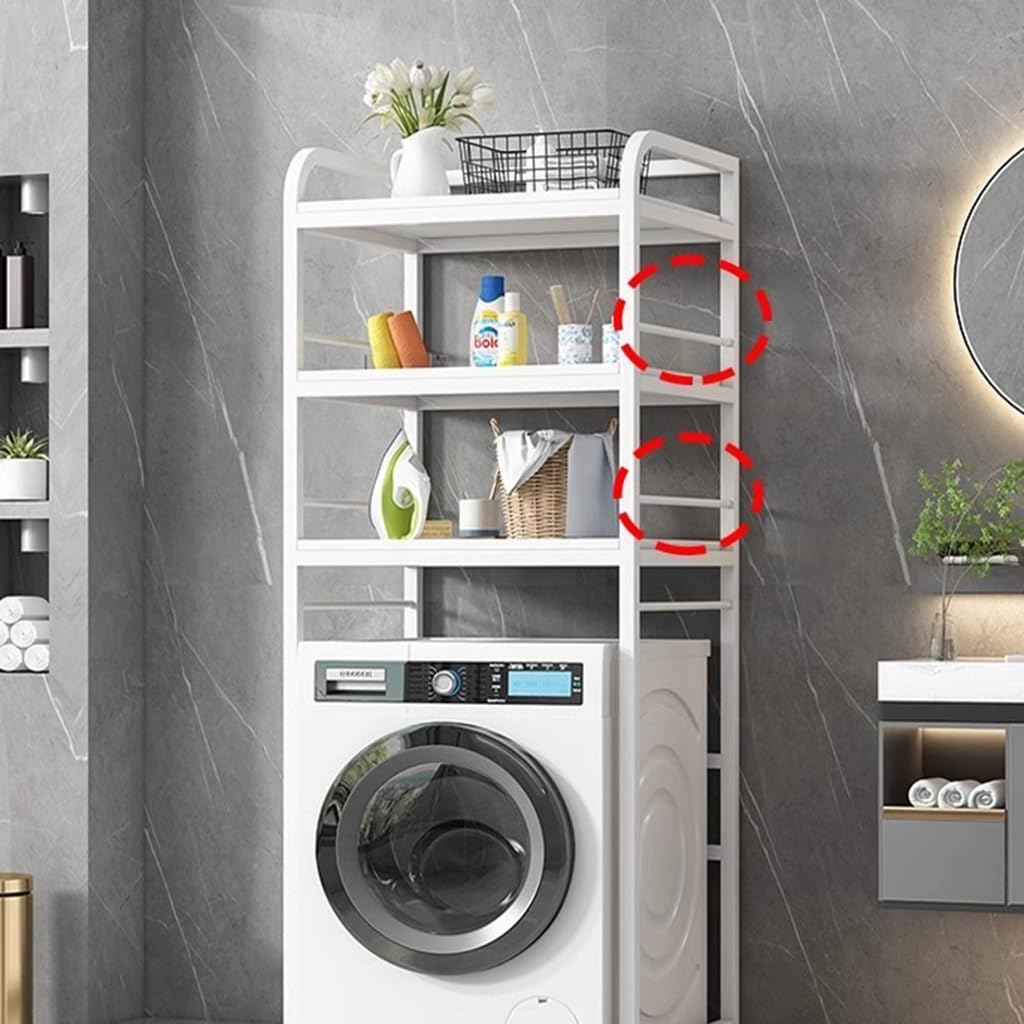 Scaffale in metallo a 3 ripiani per bagno e lavanderia, sopra lavatrice/WC, elegante design bianco e nero