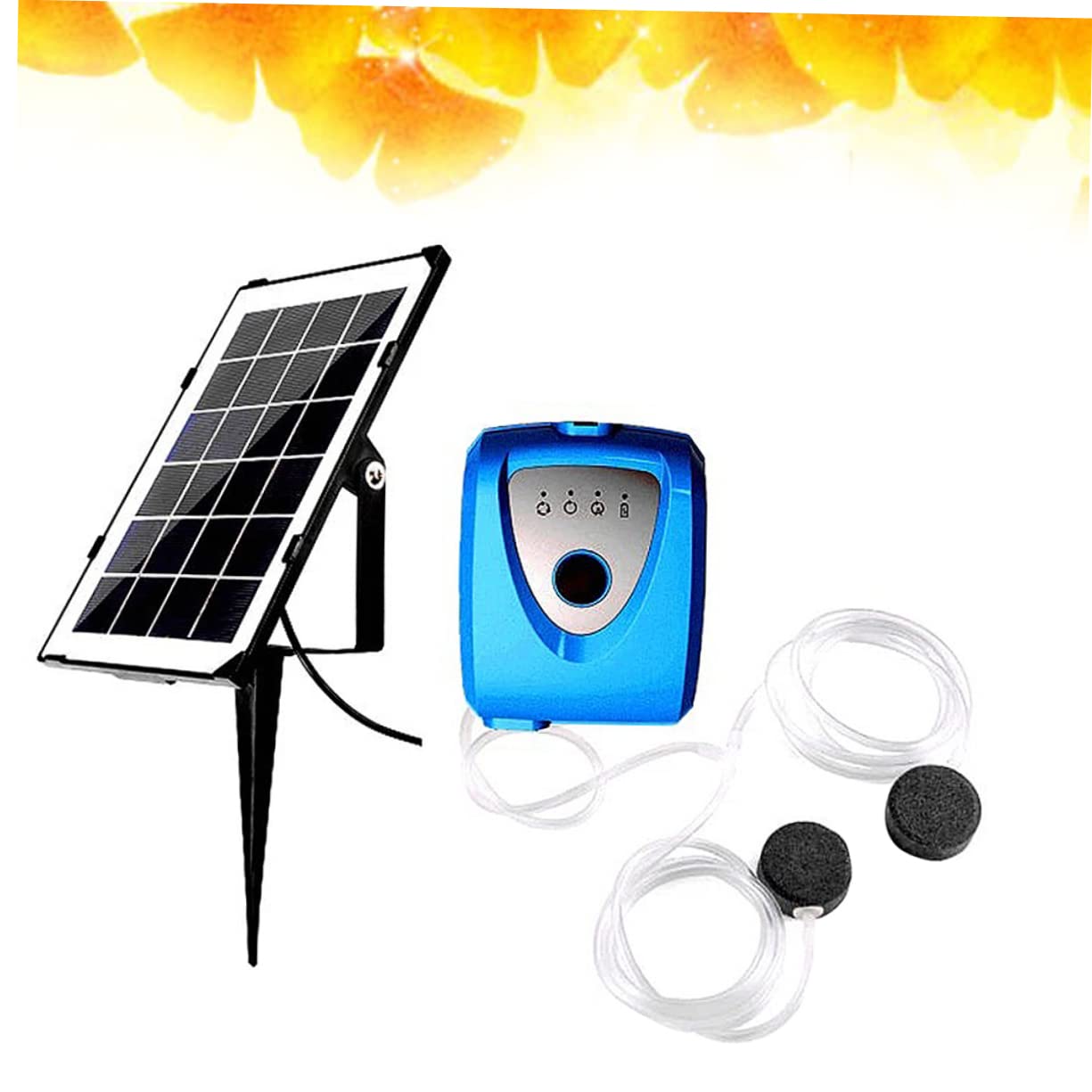 Yardwe Solarbetriebene Sauerstoff Aquarium Pumpe mit 2 Ausblasöffnungen USB Aufladbar Kunststoff für Aquarium und Fischbecken im Außenbereich