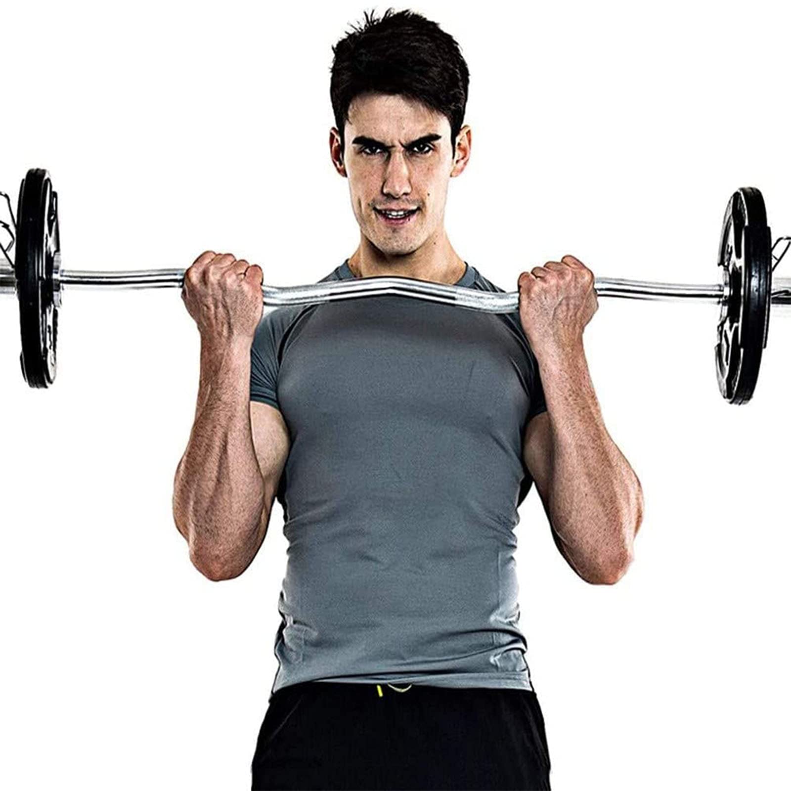 Zakrzywiony gryf olimpijski długość 120 cm | ? 50 mm | Waga: 6,5 kg, gryf do ćwiczeń bicepsów i tricepsów, zakrzywiony gryf łamany 47 cali standardowy gryf