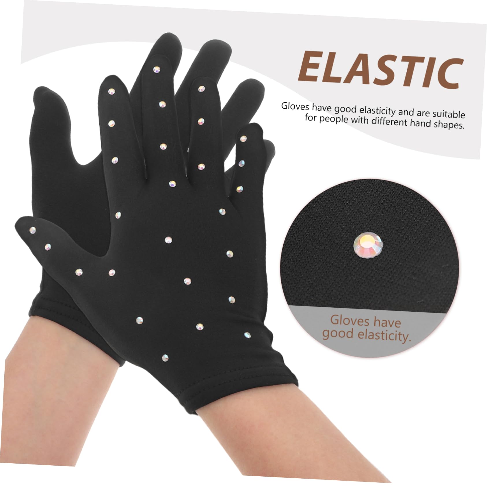 Toyvian Guantes de Patinaje artístico Guantes de Oro Mujeres Guantes de Encaje sin Dedos cordón Hielo Guantes de Fiesta de niña Guantes de Baile de niña Licra Black