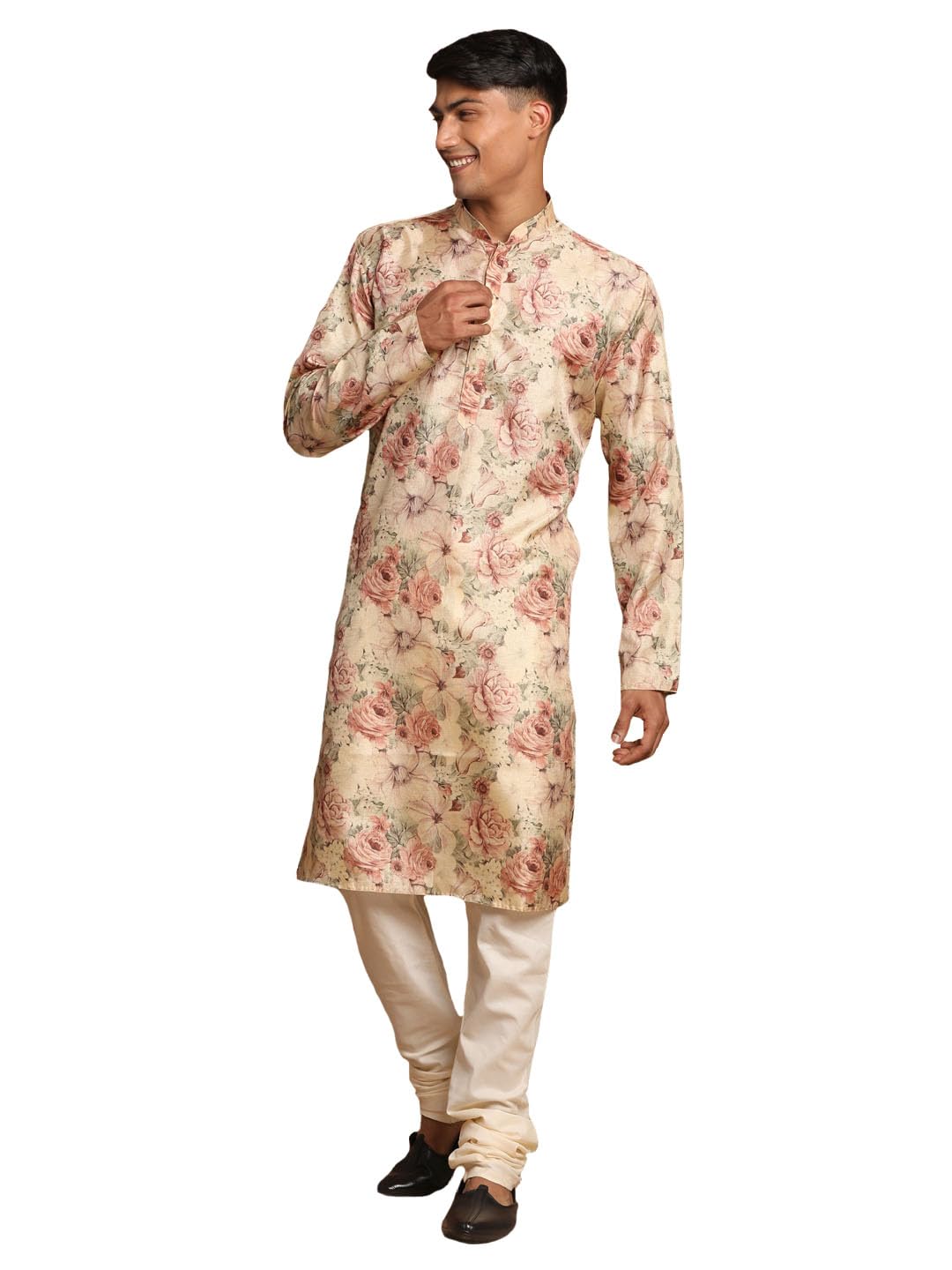 vastramay Men's Silk Blend Kurta Pyjama Set-picture-30