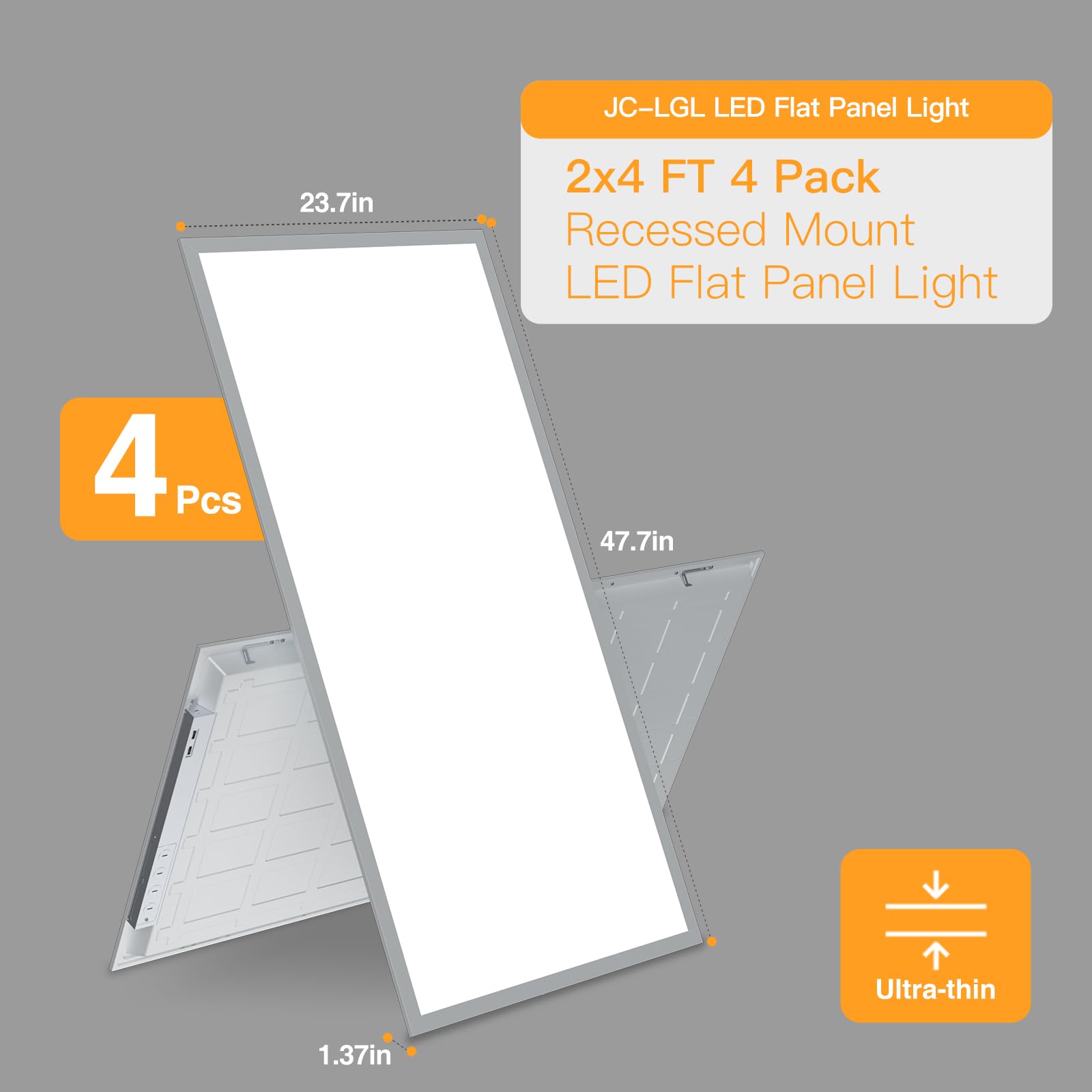 Luce LED 2x4 a schermo piatto, plafoniere a goccia, caratteristiche selezionabili, 30 W/40 W/50 W/60 W/72 W, 3000 K/3500 K/4000 K/5000 K/6500 K, dimmerabile (0-10 V), per cucina da ufficio