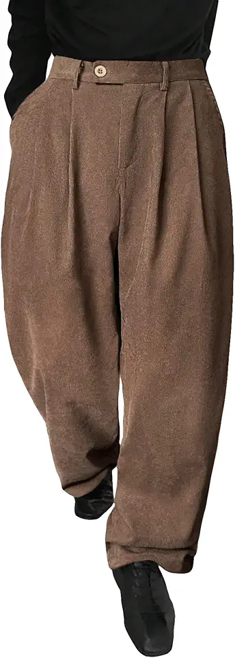 Floerns Men's Slant Pocket Tailored Pants Work Office Fold Pleated Trousers