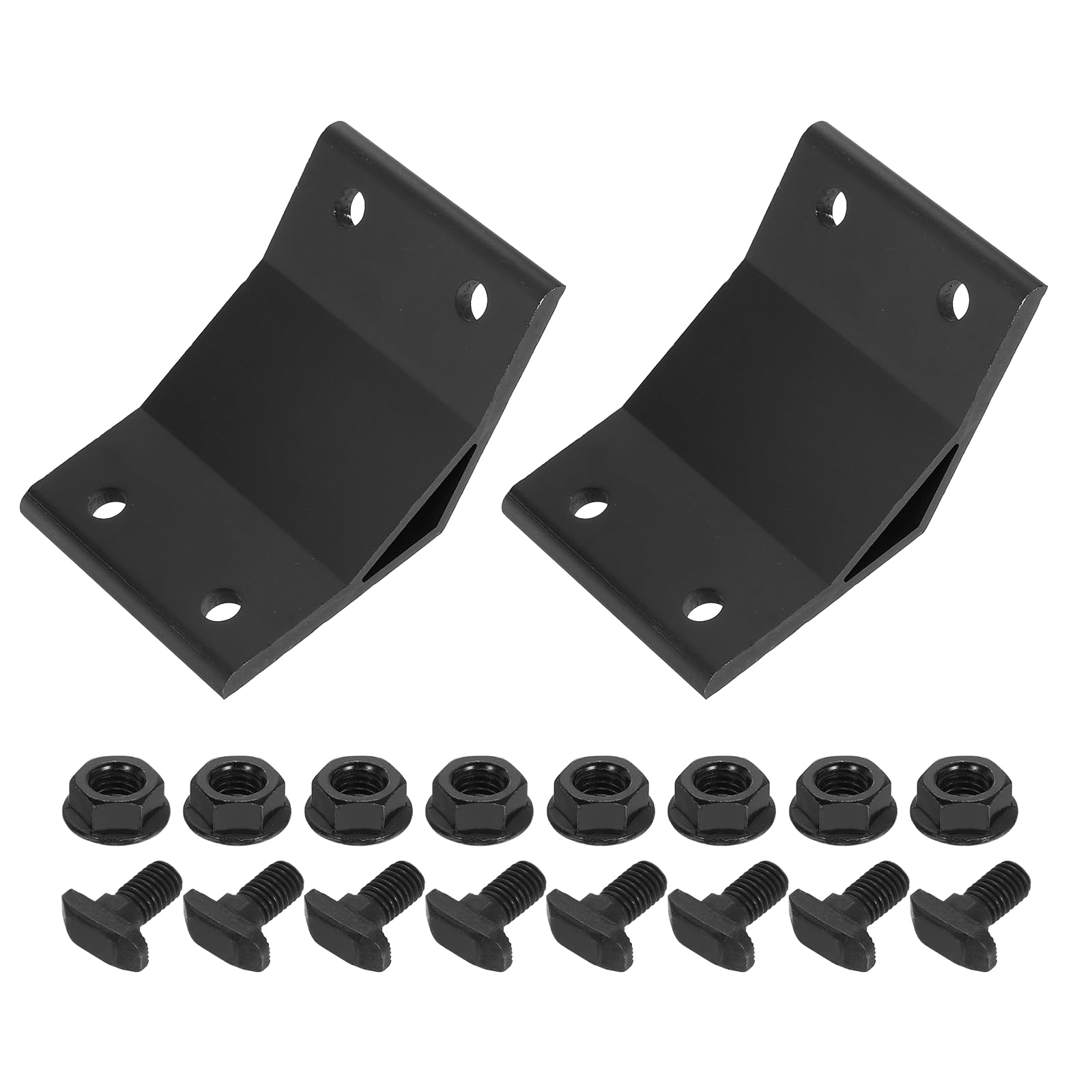 sourcing map 2Set 135 Degree Angle Corner Brackets, 60x60x72x6mm 4080 Series Aluminum Extrusion Profile Accessories, Corner Brace Joint Connectors with Mounting Screws and Nuts, Black โ image 1