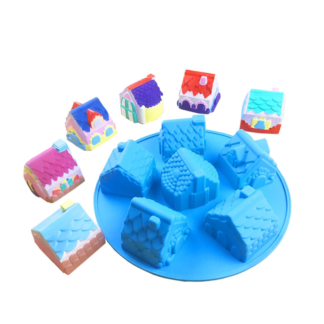 Amosfun 3 Pièces moule de cuisson villa moule à muffins à bonbons bricolage de Noël gateau cake s à bricolage s en silicone antiadhésif