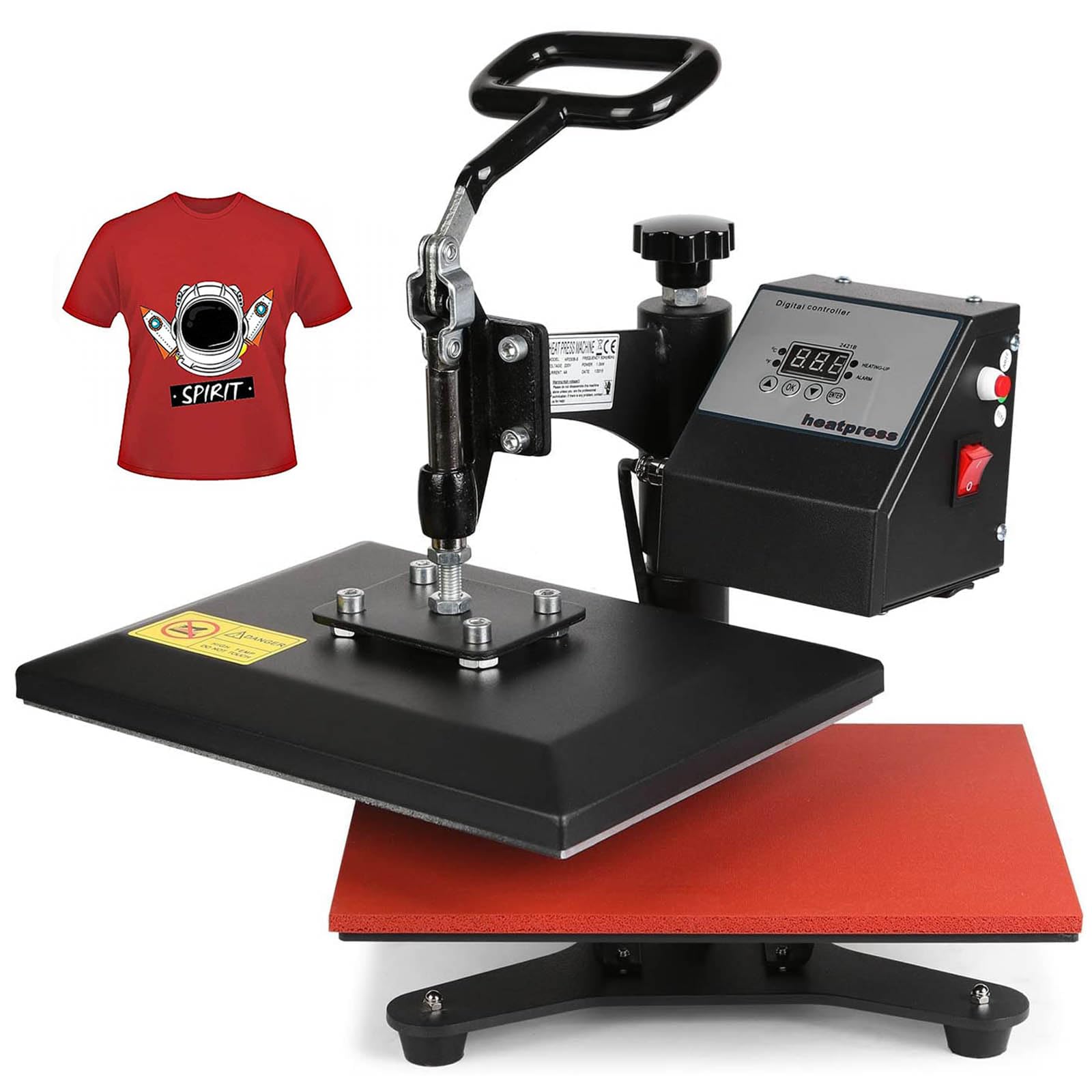 Machine de presse à chaud sublimation transfert thermique 30 x 25 cm pivotante noire