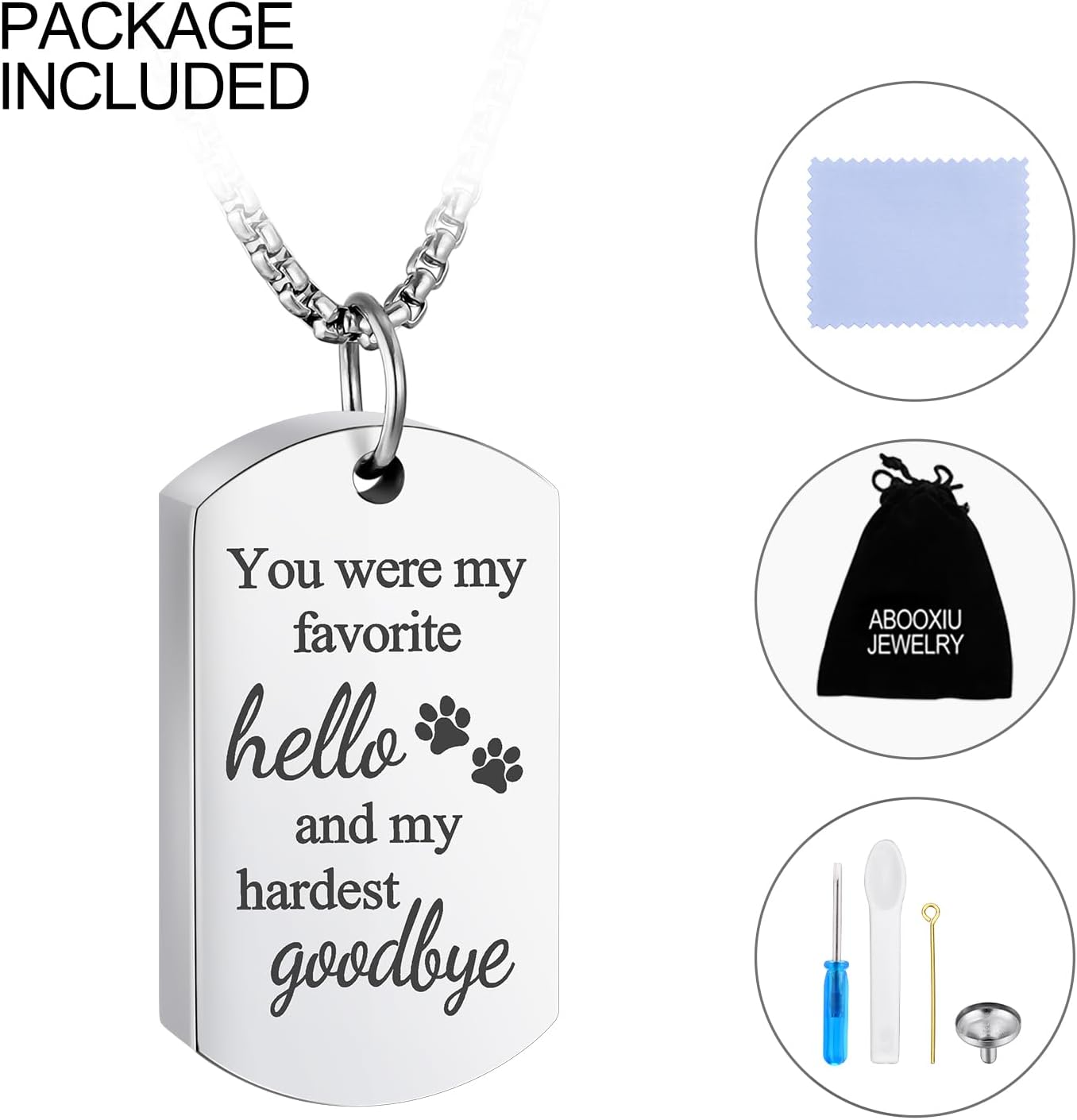 abooxiu Cremation Jewelry for Ashes Urn Necklace for Ashes Memorial Dog Ashes Necklace Cremation Necklace Pet Keepsake Necklace Pawprint Ashes Holde Necklace