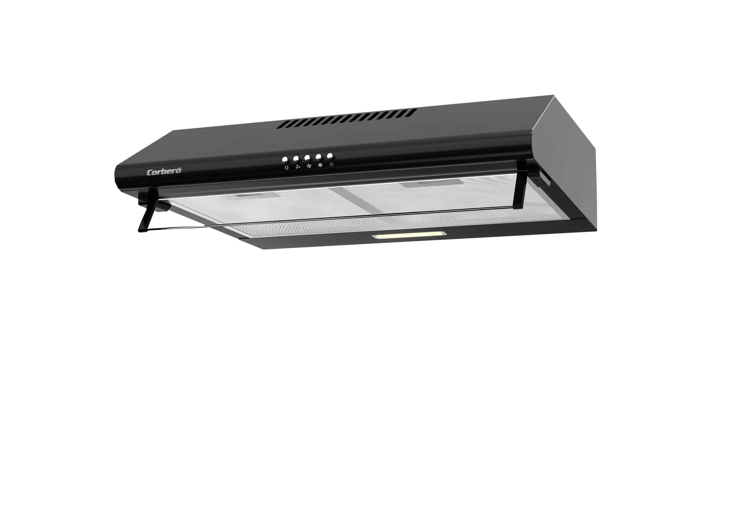 Corberó - Campana Extractora Convencional | 60 cm | SELATI640B | Caudal 400 m3/h | 191,5 W | 3 Velocidades | 2 Filtros de Aluminio | Filtro de Carbón | Eficiencia Energética D, Negro