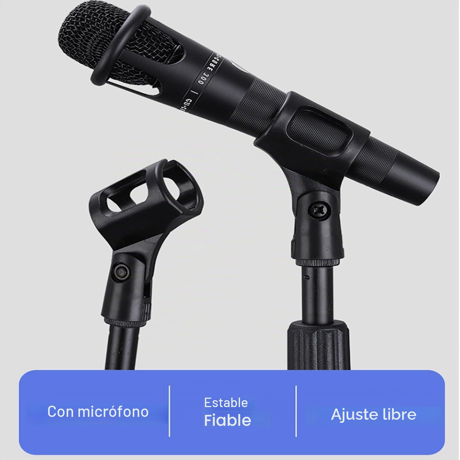 Soporte Microfono pie, Soporte de Suelo para Micrófono de Metal Ajustable de alta Resistencia, Adecuado para Cantar/Transmitir en vivo/Escenario, con Base Redonda Ponderada, Soporte Micro ( Color : B