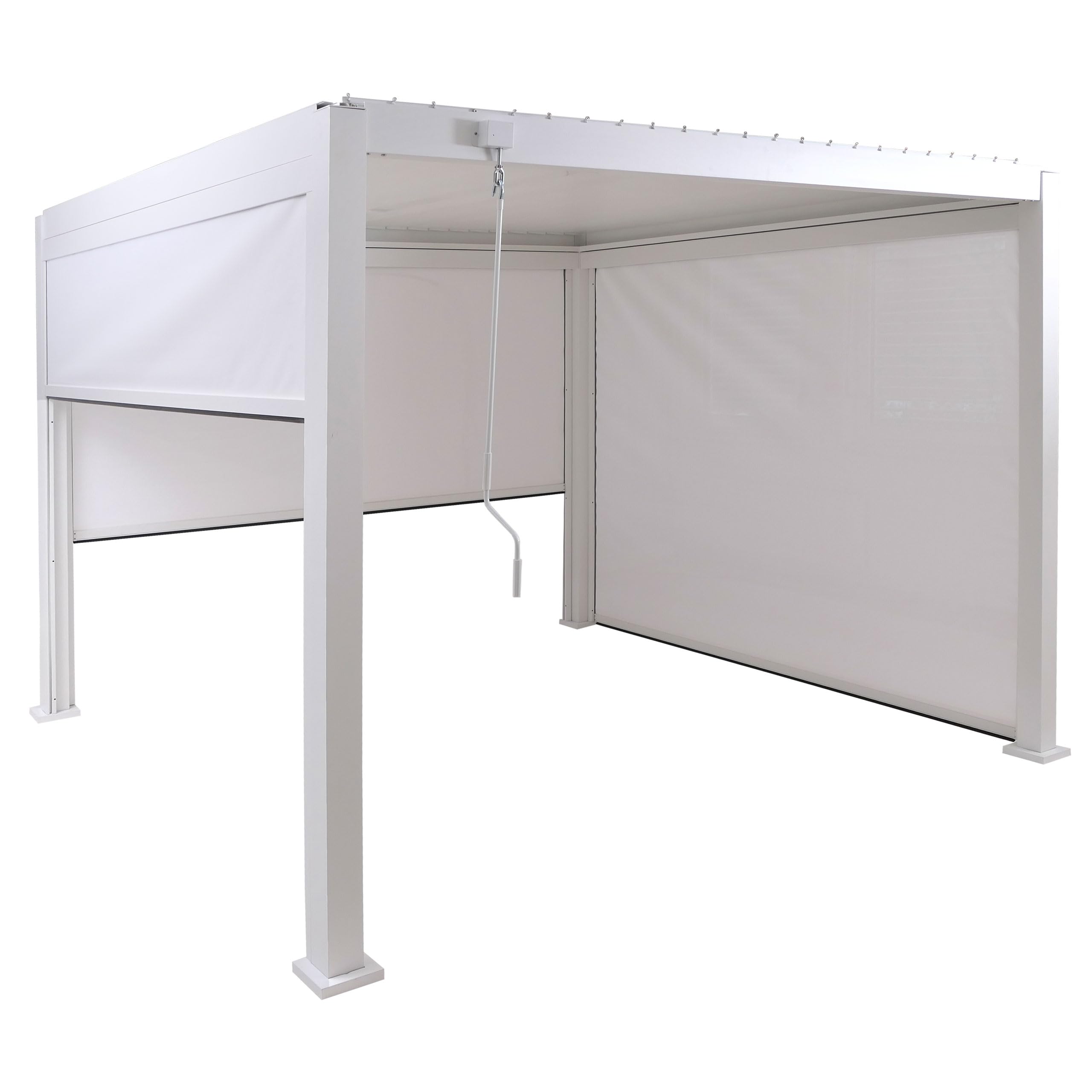 Mendler Pergola HWC-P65 mit 3X Seitenwand 10cm-Alu-Gestell 3x3m - weiß