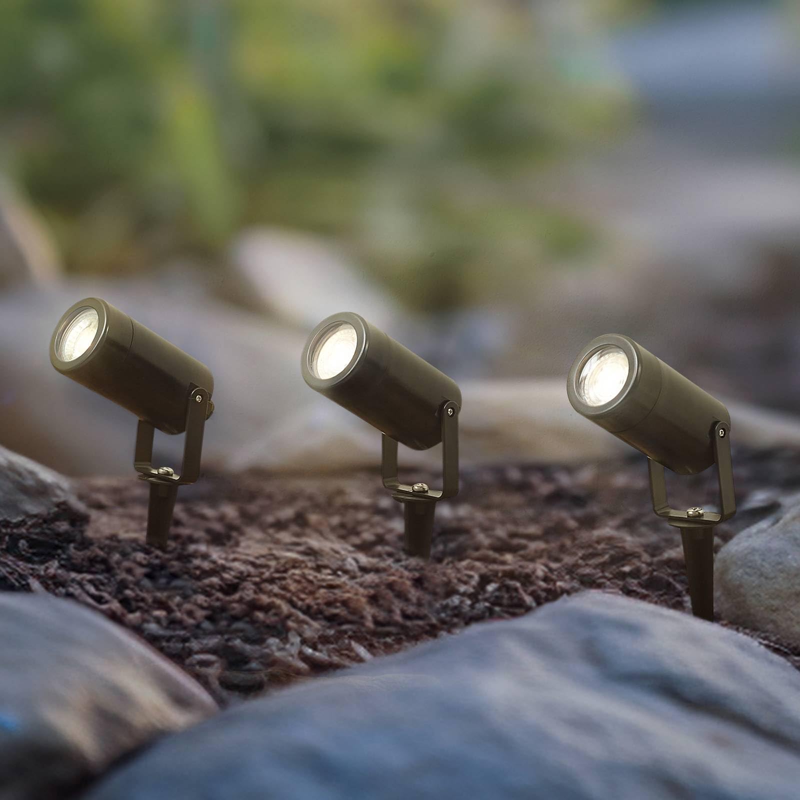 Lindby Zestaw 3 lamp zewnętrznych Thorgal (nowoczesne) w kolorze czarnym (3 żarówki, GU10) – lampa do wbijania w ziemię na zewnątrz