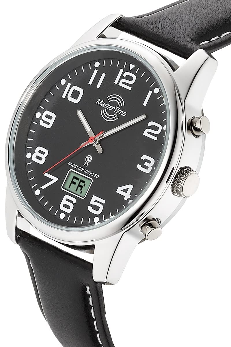 Master Time Funk Quarz Herren Uhr Analog mit digitalem Datum mit Leder Armband MTGA-10816-21L