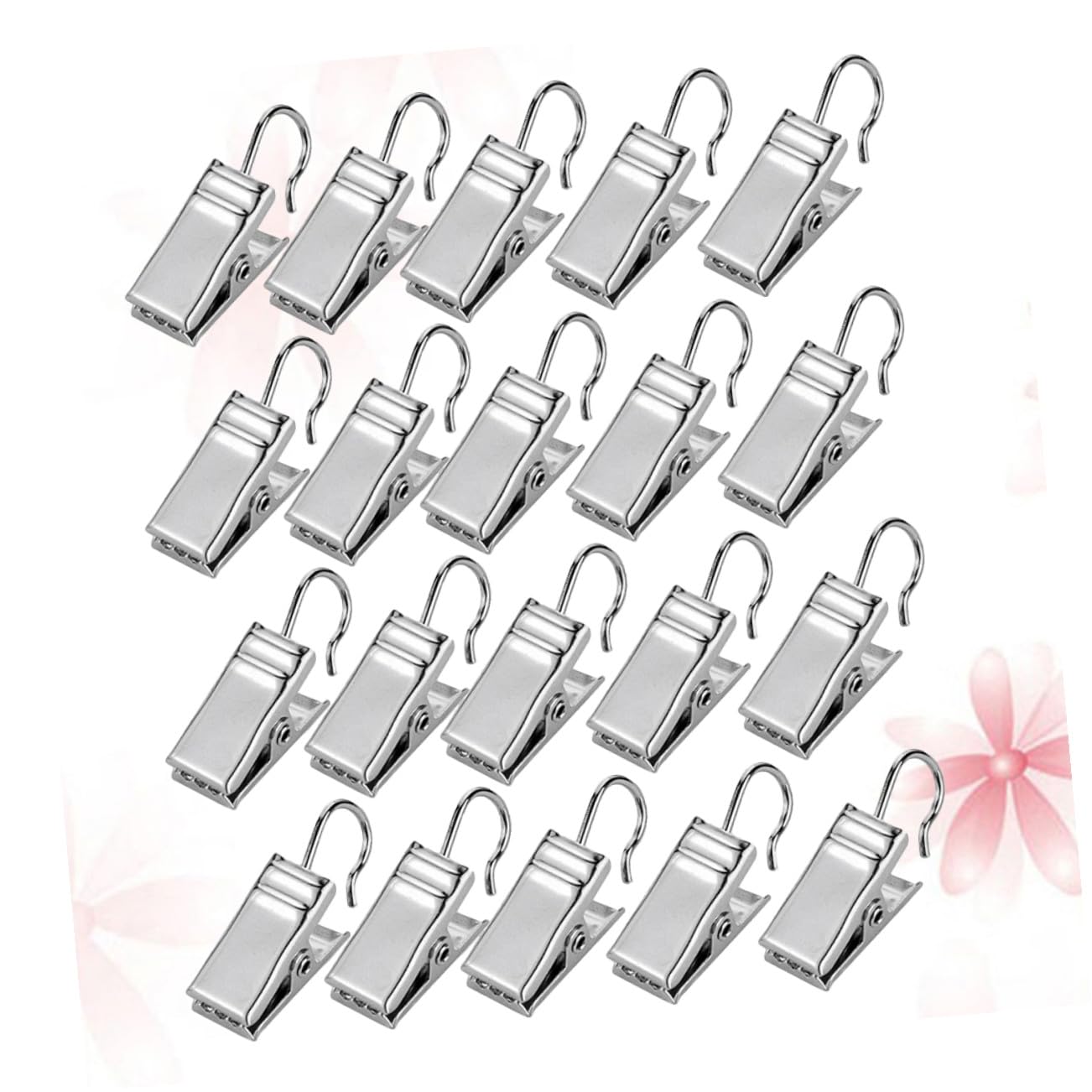 ABOOFAN 10 Sätze Lichter Aufhänger Multifunktionsbügel Mehrzweckhalter Gardinen Klemmen Kordelklemme Kabelklipse Kompakte Clips Netz Pole Duschklammern Gardinenclips Silver 120 Stück * 10