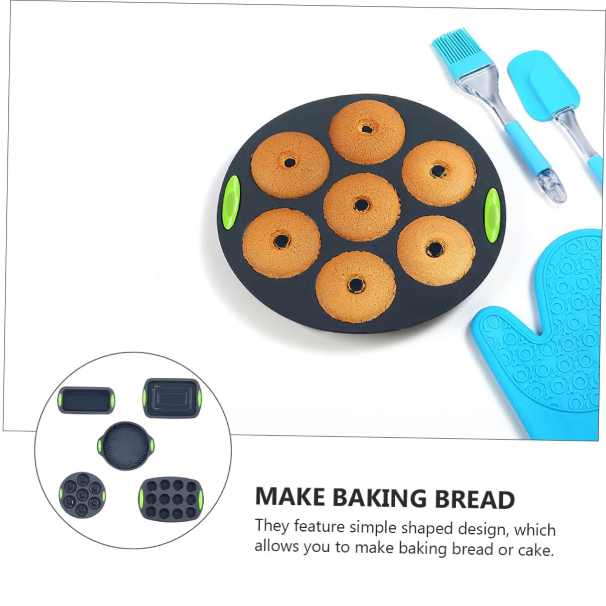 Lurrose Set de 5 Moldes para Tartas de Silicona, Herramienta para Hornear Bizcochos y Pasteles, Utensilios de Cocina Ideales para Aficionados y Celebraciones Familiares