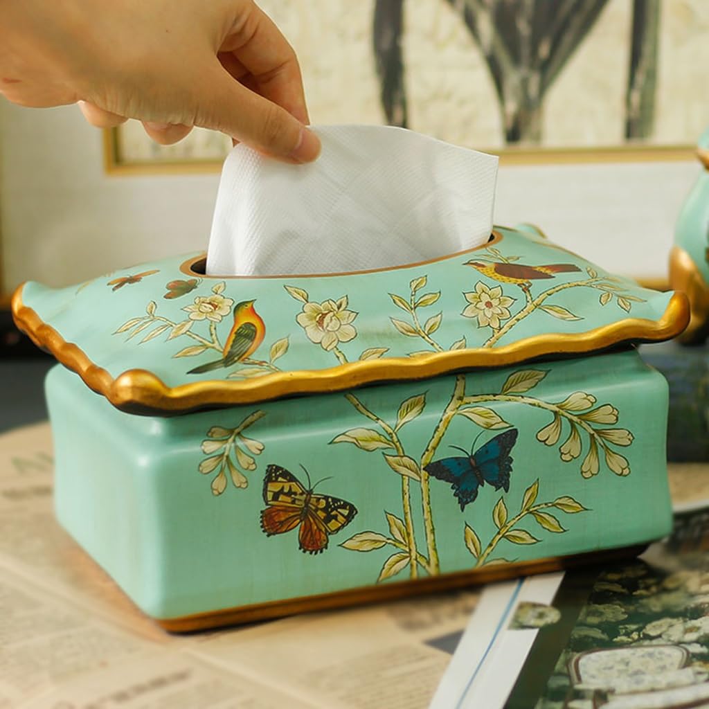 ULTRAWAVE Pudełko na chusteczki stolik do herbaty do salonu szuflada do domu stół szuflada papierowa dekoracja ceramiczna pudełko na chusteczki lekkie retro luksusowy uchwyt na chusteczki dekoracyjne
