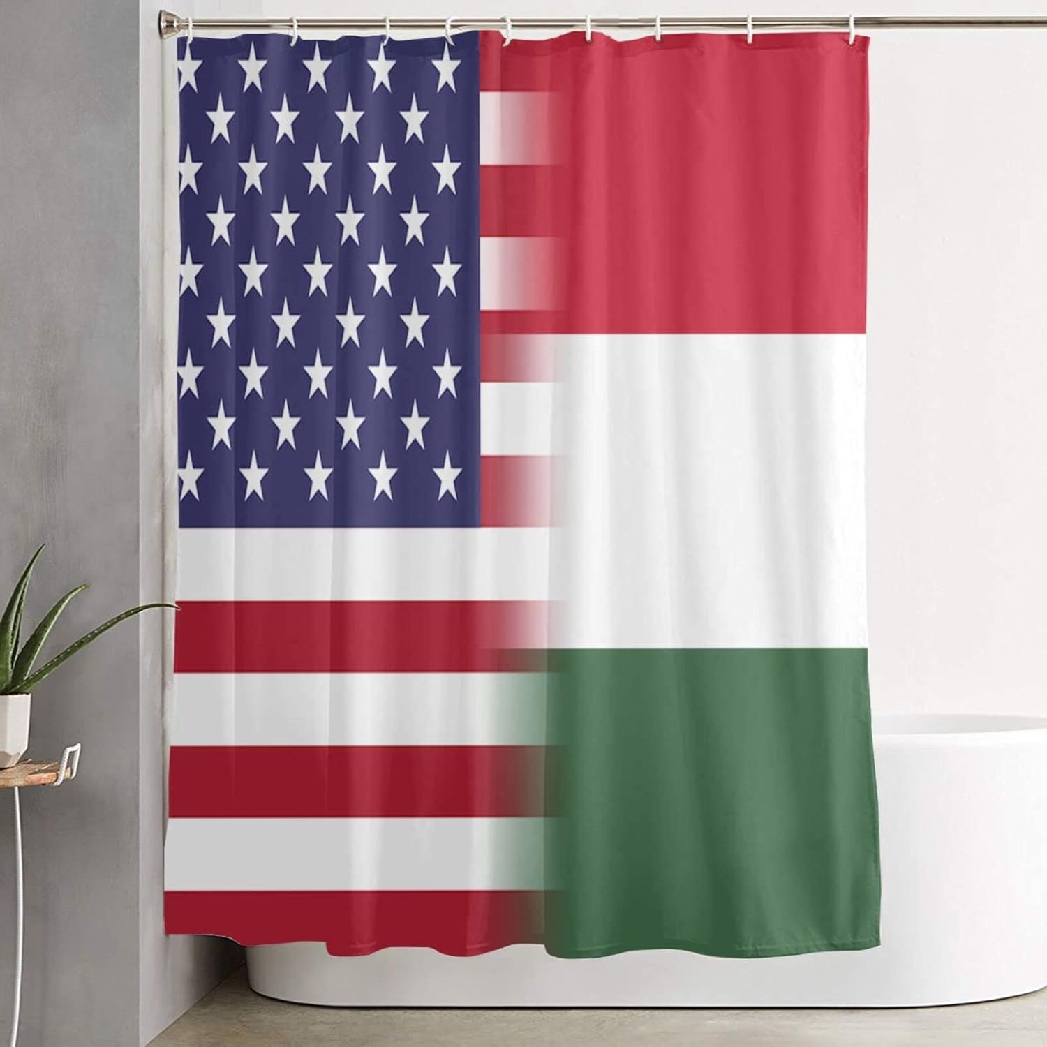 TZT American Flag and Kenyan Flag Shower Curtains with Hooks Waterproof Bathroom Screen Decor Set 60 X 70 in for Home/Hotel