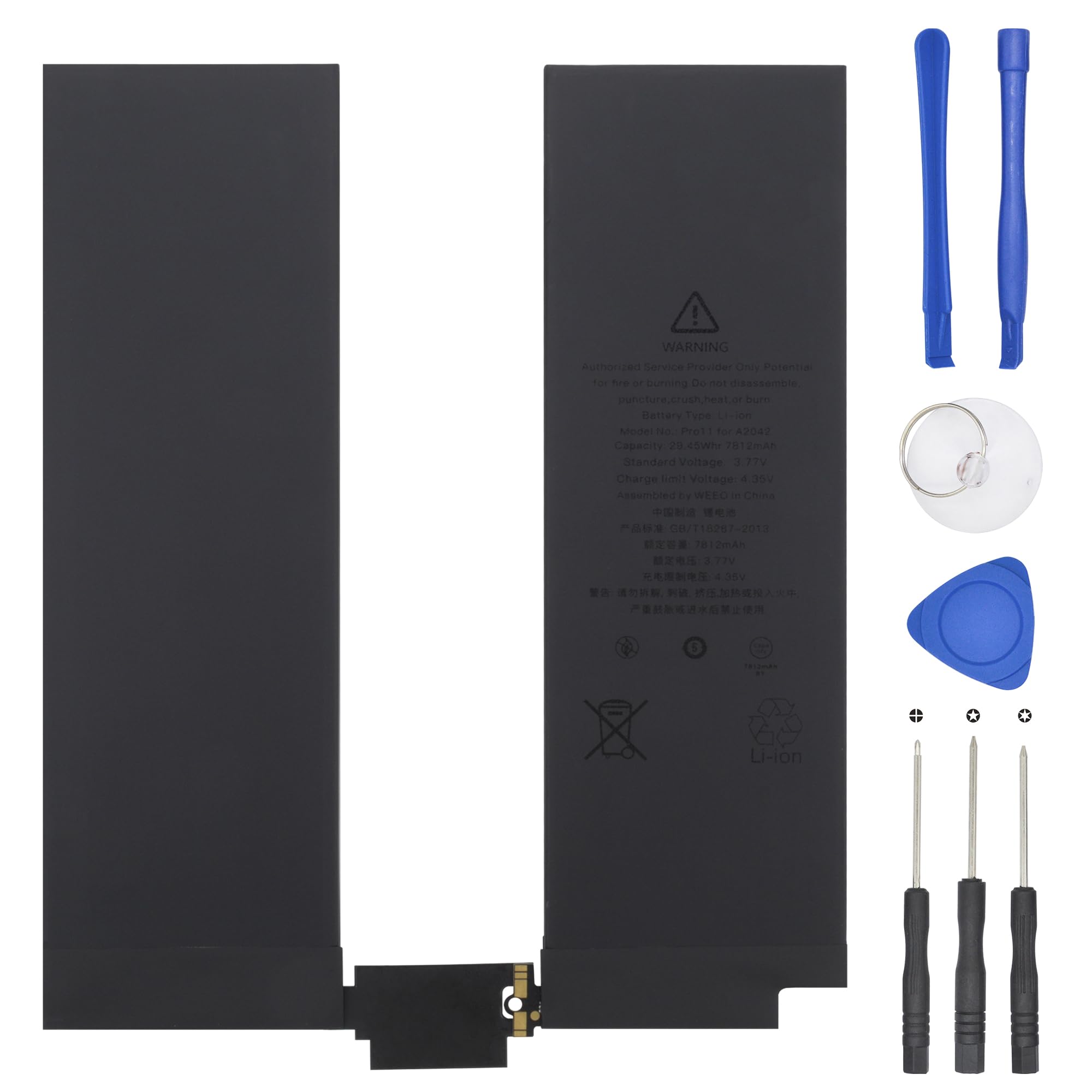 New A2042 Battery Replacement Compatible for iPad Pro 11 2018 1st A1934 A1979 A1980 A2013 A2042/EMC 3222 3221 LTE GSM WiFi Cellular Series 3.8V 29.26Wh 7700mAh with Repair Tools kit