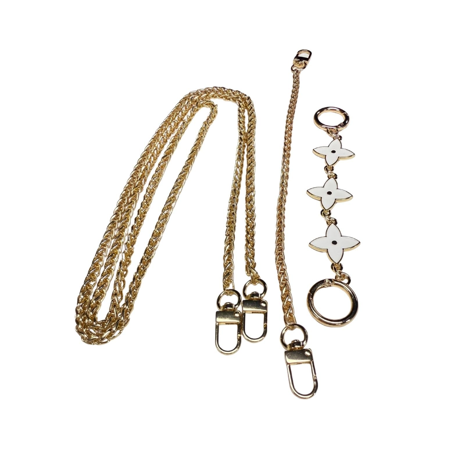 5Pack Purse Chain Strap Set,120cm Flat Purse Chain Strap Crossbody Bag Replacement Strap with Charm Chain Bag Extender Chains,O Ring Studs Rivets