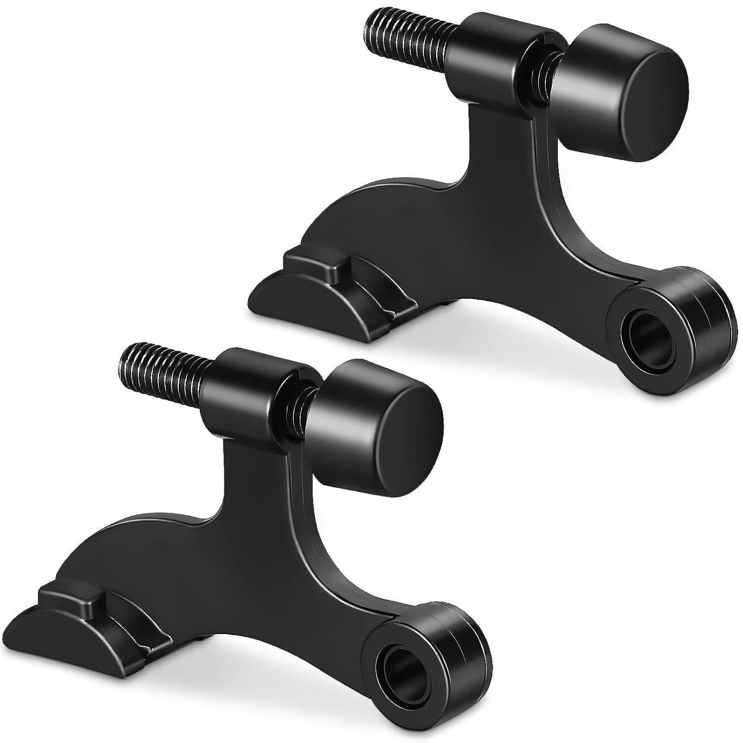 Hinge Pin Door Stopper, 2 Pcs Heavy Duty Hinge Pin Stopper, Adjustable Stopper with Black Rubber Bumper Tips, Striking Wall Dents from Door Knobs, Black