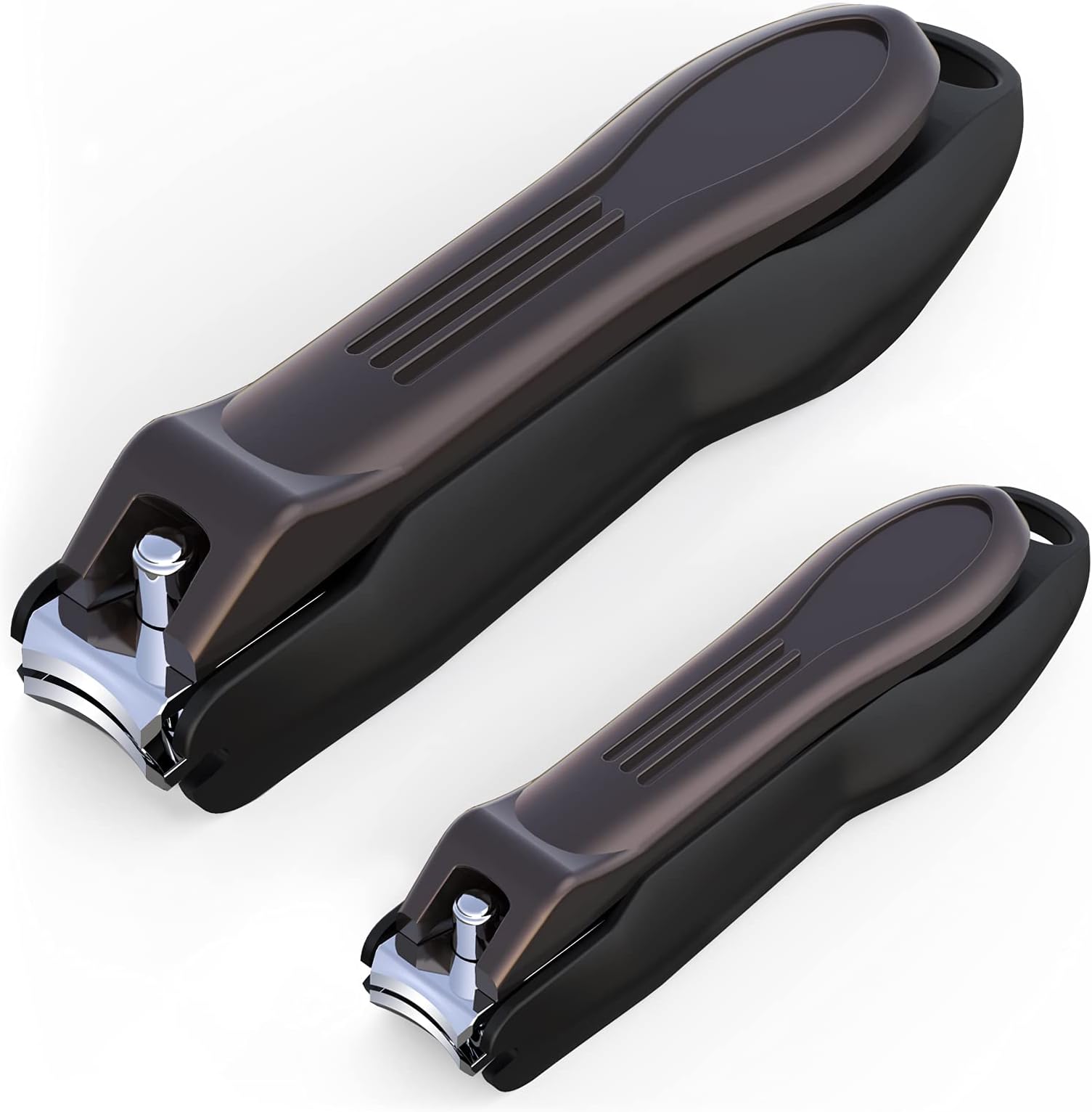 Nail Clipper with Catcher, No Splash Fingernail Toenail Clipper Stainless Steel Nail Cutter Nail Trimmer, Good Gift for Men and Women MF-Large/Small (2Pack