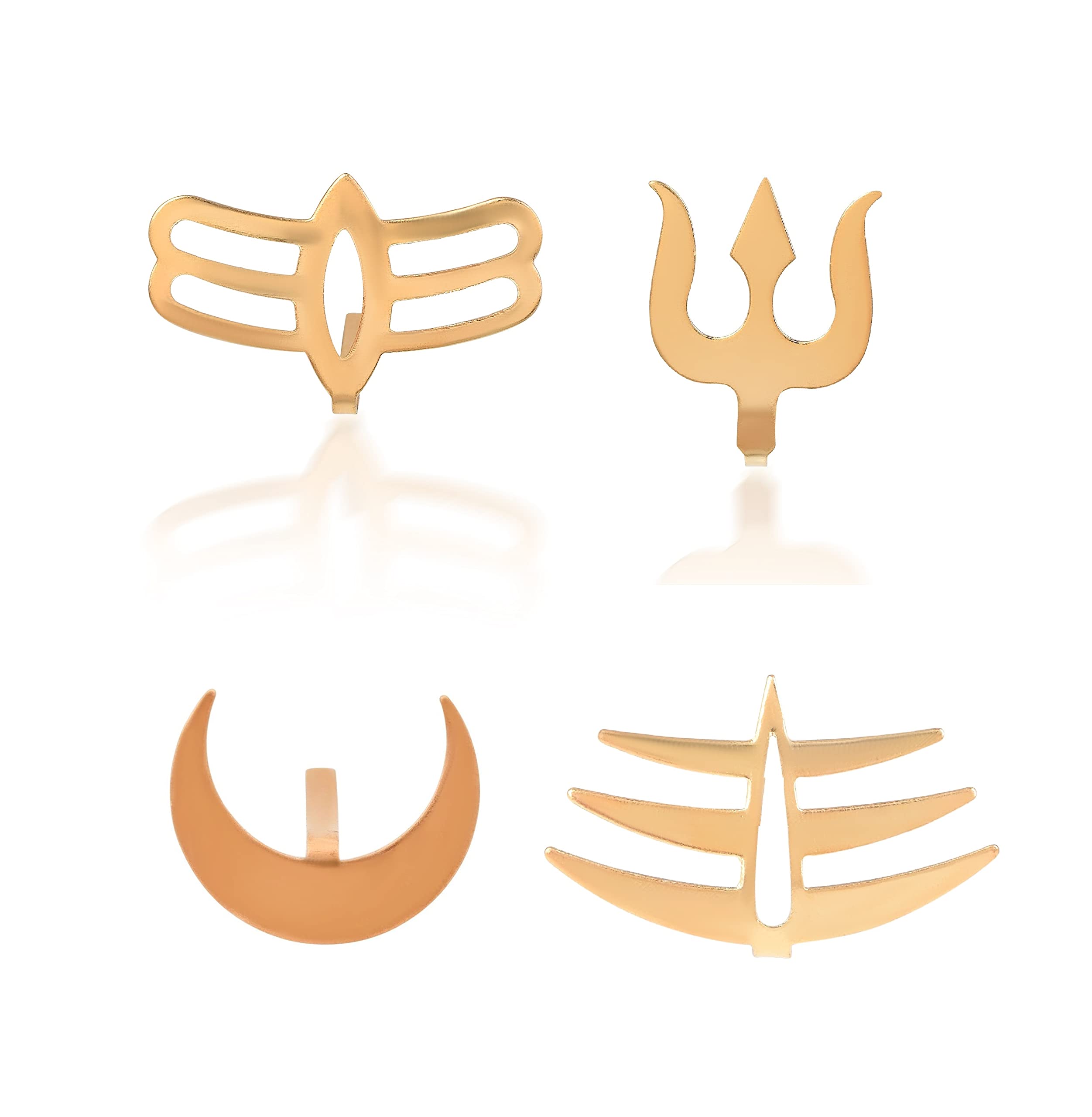 Zumrut Combo of 4 Copper Spiritual Maratha Chandra Bindi, Shiva Tirshul and Tripund Mahakaal/?????? Forehead Teeka Tilak Applicator/Stamp Tool Puja for Daily Usage and Occasionally for Men/Women