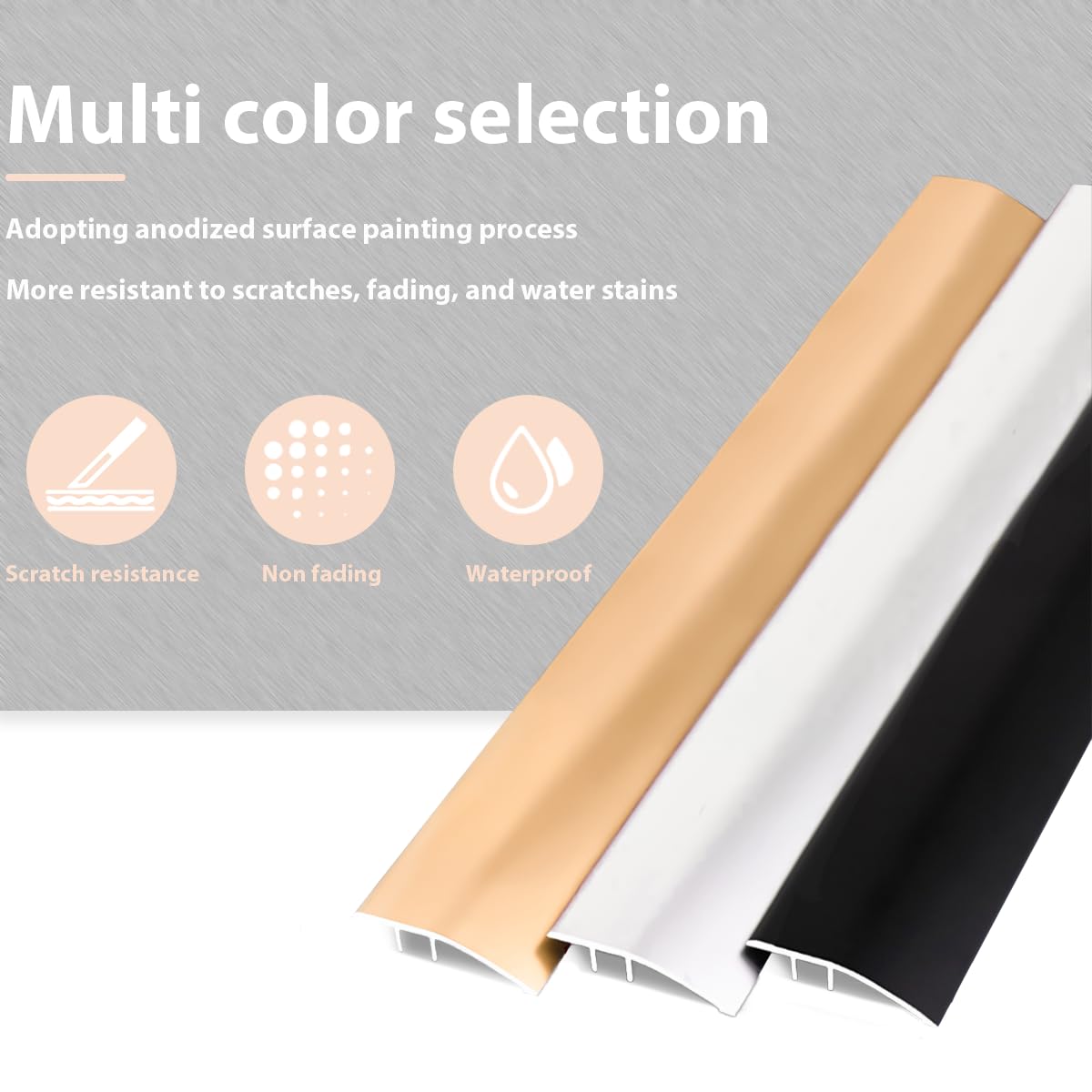 2Pack Aluminum Floor Transition Threshold Strip 36 inch by 1+3/4 inch,Black Doorway Edge Trim for Carpet to Tile Transition Strip,Bedroom Kitchen Bathroom Doors Reducer Floor Gap Cover