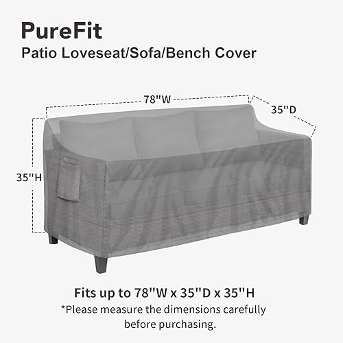 Miniatura 2 de PureFit Funda impermeable para sofá de exterior, funda para muebles de sofá de patio, funda de 3 plazas para exteriores con ventilación de aire