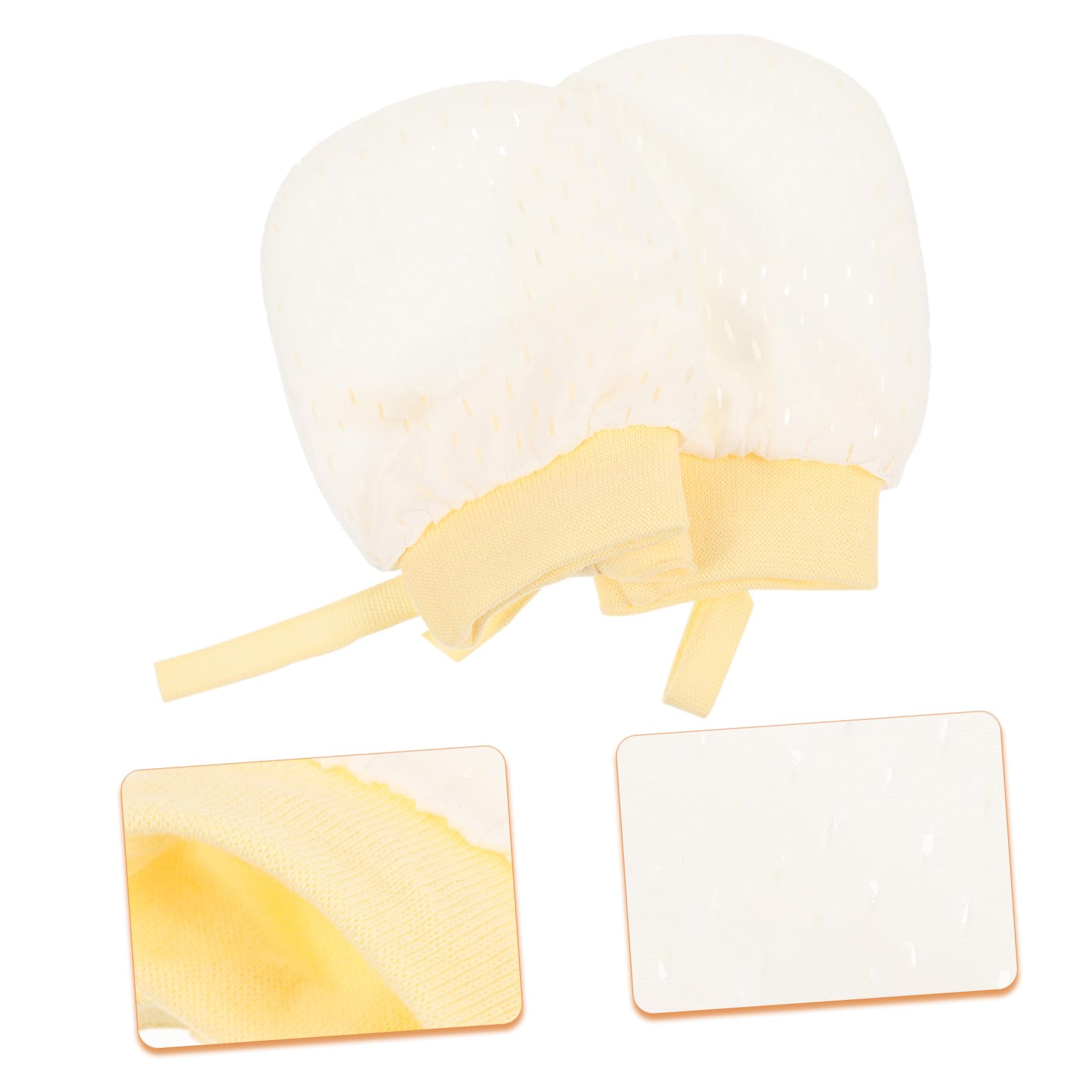 ROMISBABA 2Pairs Scratch Mittens Breathable Mesh Gloves with Drawstring Comfortable Protection for Newborns Months